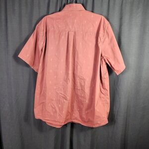 Tommy Bahama Men Large Silk Button Down Shirt Salmon Pink Textured Tropical Leaf